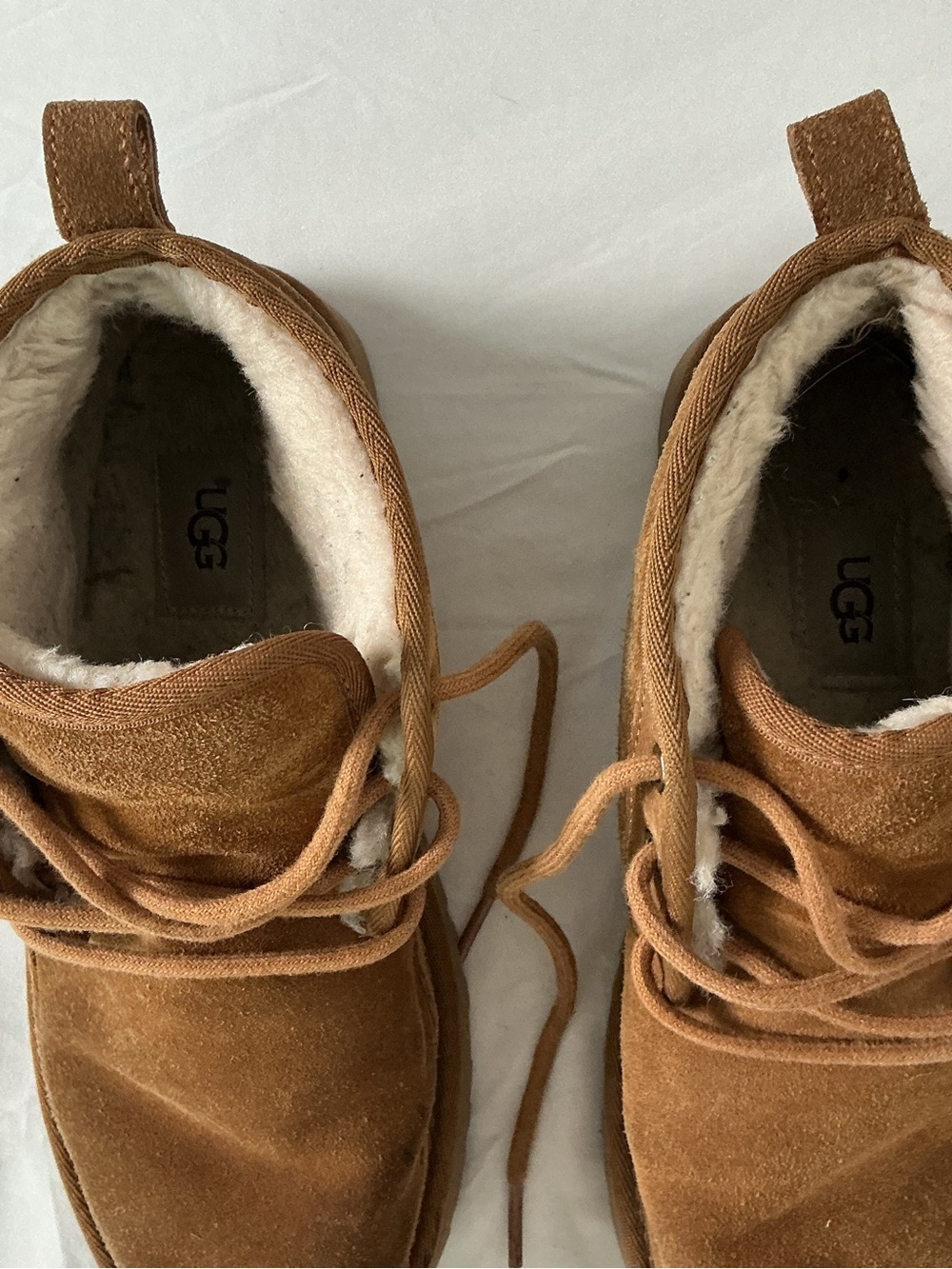 UGG Neumel Chestnut Suede Shearling Chukka Ankle Boots Women’s Size 8 - Picture 3 of 7